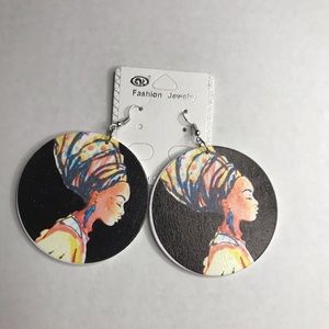 Black African Style Wooden Earrings...